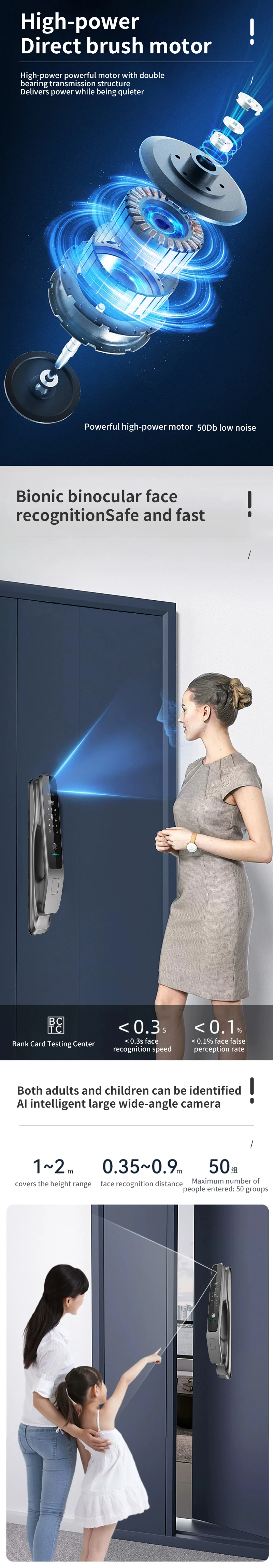 Facial recognition intelligent lock fully automatic Tuya Smart secure home