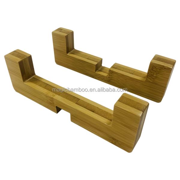 Single Multicolor Dog Bowl Holder Made of Natural Bamboo Add Bowl 7.5cm Height for Outdoor