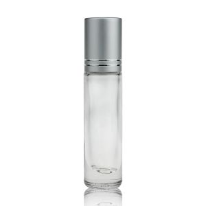 Clear Frosted OEM Glass Roll On Bottles 10ml For Oil With Silver Cover