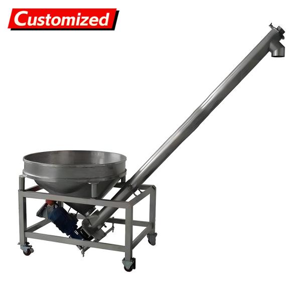 CustomStainless Steel 304 Material Inclined Screw Conveyor Auger Feeder Conveyor Spiral Machine for Food Powder Fodder Additive