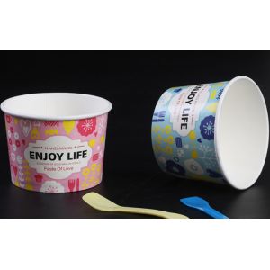 Customize 3-Scoops Ice Cream Cups With Lids and Spoons
