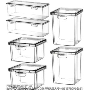 Plastic Storage Box Clear Stackable Storage Containers With Hinged Lids Small