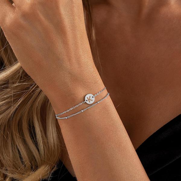 Initial Letter 18k Stainless Steel Bracelets A To Z Silver Link Hand Hand Chain Bracelets