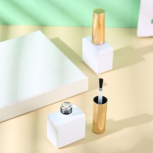 OEM Custom Logo Design Unique Square White Color Uv Gel Containers Glass Empty