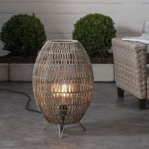 Ip44 LED Rattan Standing Lamp Shade For Garden Swimming Pool