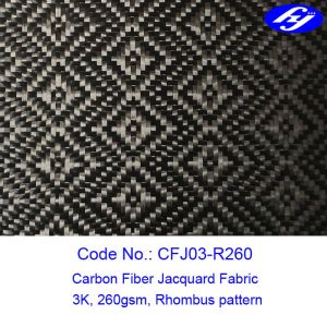 Rhombus Pattern 3K Twill Weave Carbon Fiber / Decoration Black Jacquard Fabric