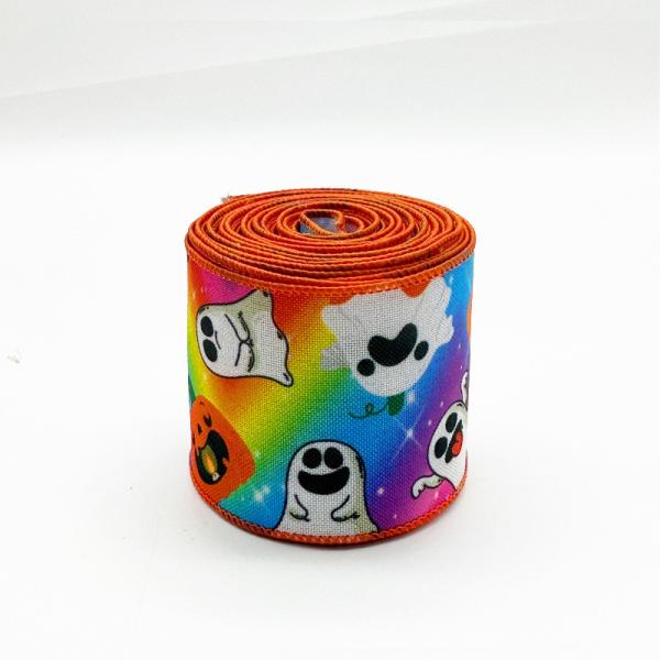 Cute Cartoon Halloween Wired Ribbon 63mm Festival Halloween Grosgrain Ribbon