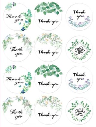 Round Shape Thank You Self Adhesive Sealing Stickers 2.5*2.5cm Waterproof