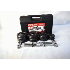 black painting adjustabel dumbbell barbell 15kg 20kg 30kg set with plastic case