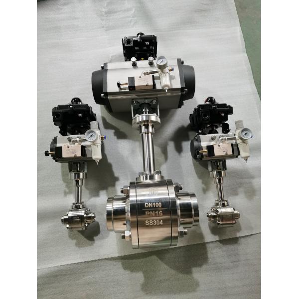 Stainless Steel CDQ661F Cryogenic Pneumatic Ball Valve For LNG/LOX/LN2/LAR/LCO2 -196`~+80 ℃