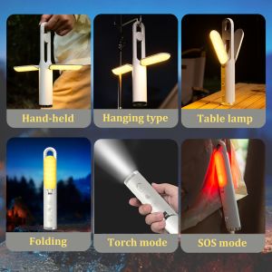 500LM Rechargeable Camping Lights Folding LED Rechargeable Flashlight Waterproof