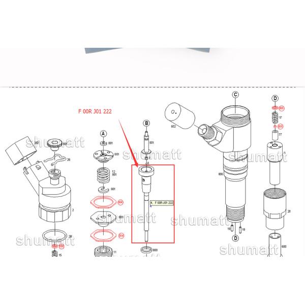 OEM new Shumatt Injector Control Valve Set F00RJ01222 for 0445 120 033/034/051 injector