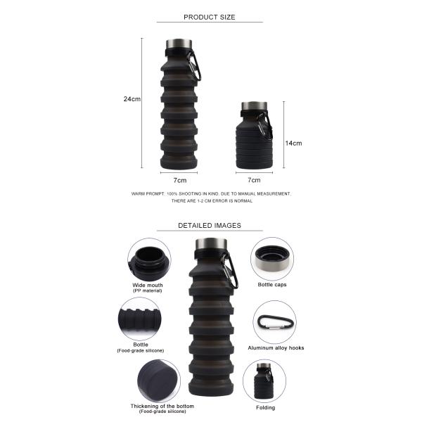 Private Label 19.5oz Collapsible Silicone Water Bottle