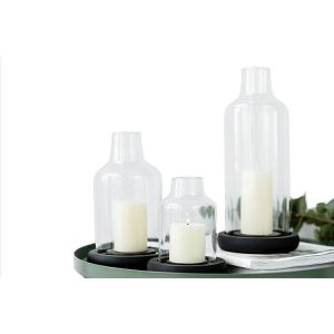 Tall Glass Candlestick Holders Clear White Simple Design Eco - Friendly