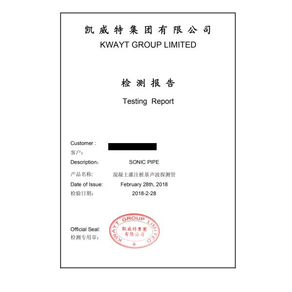 60mm Sonic Tubes for CSL testing Cross hole pipe