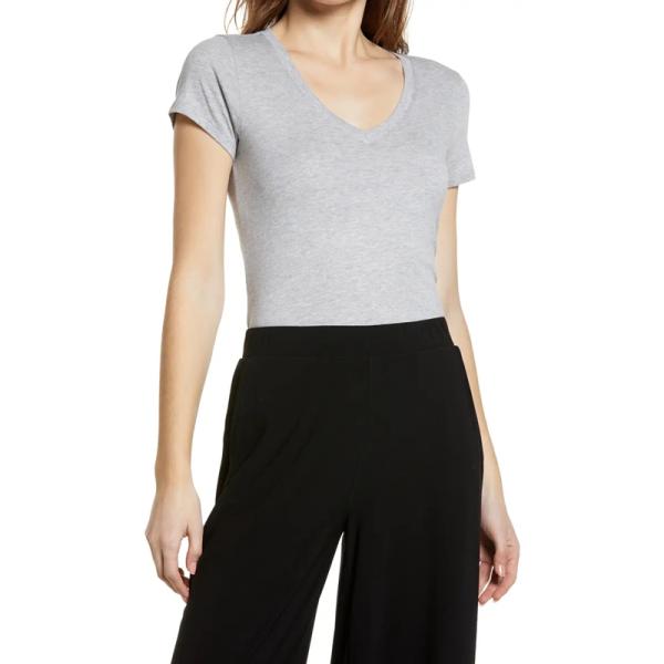 Hot Sale Summer Casual Workout Deep V neck Pure Cotton Short Sleeve Women T Shirt