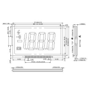 Duty 1/1 Positive Reflective LCD Display 6 O′ Clock Segment TN LCD