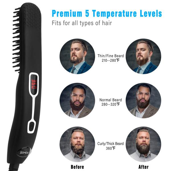 Buy 100℃-220℃ PTC Fast Heat Ionic Beard Straightener Brush at wholesale prices