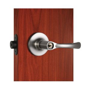 Polished Security Tubular Lock Set Satin Nickel Lever Handle