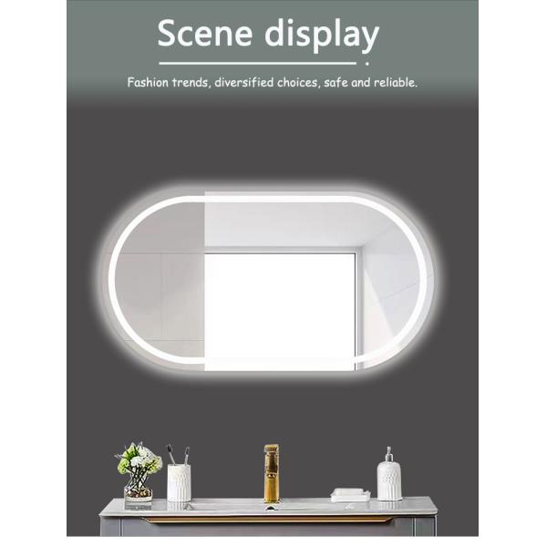 Smart LED Bathroom Vanity Mirror with Oval Bath Toilet and Luminous Lights in Silver