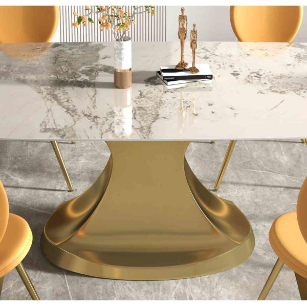201 Stainless Steel Gold Collection luxury dining table 6 seater Shaped Base Living Room
