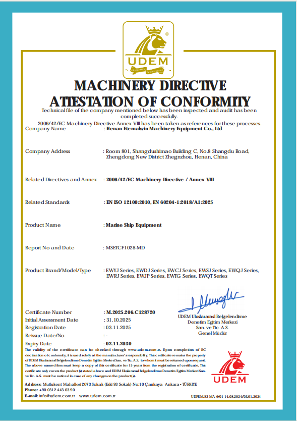 Industry certifications for Marine Hydraulic Winch