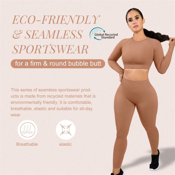 HEXIN Custom Yoga Clothes Long Sleeve Crop Top and Sport Leggings for Plus Size Women