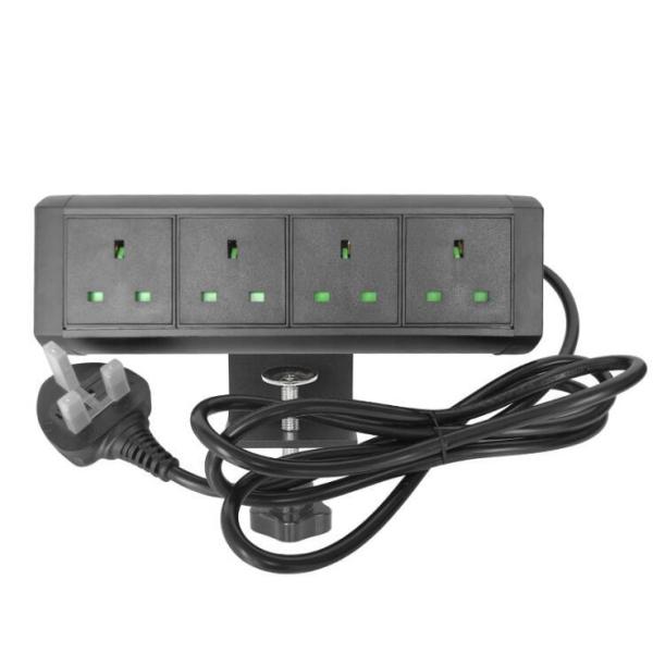 Buy Aluminum Alloy British Desk Mount Power Strip / Desk Power Outlet at wholesale prices