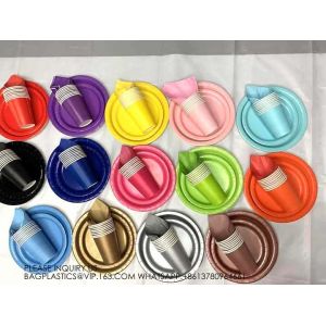 Stamping Edge Hexagon Disposable Tableware Set Wedding Disposable Tableware