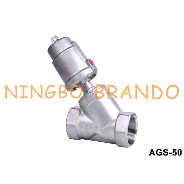 Buy 2'' DN50 Pneumatic Threaded Angle Seat Piston Valve SS304 at wholesale prices