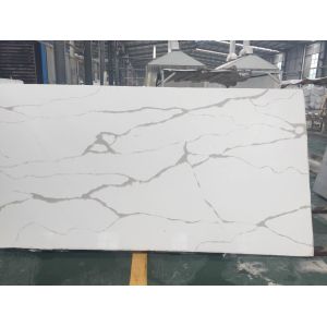 Environmental Friendly Calacatta Quartz Countertops With Grey Vein Low