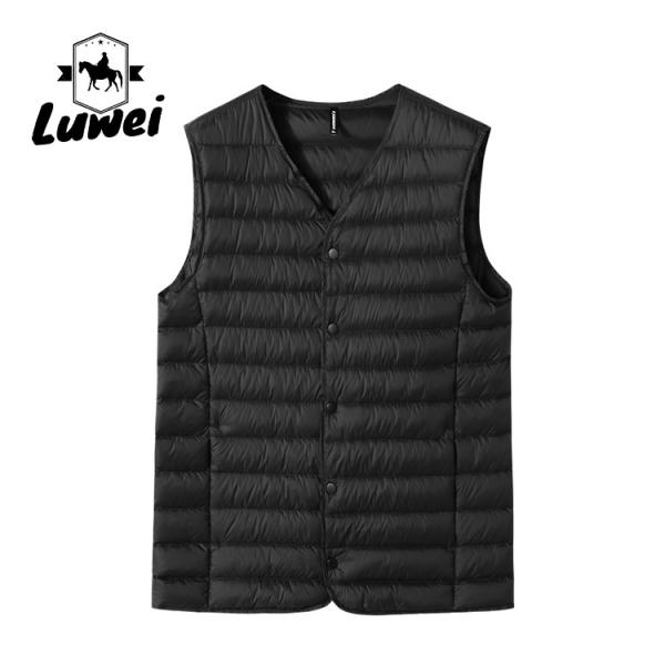 Buy V Neck Bubble Vest Jacket Polyester Lightweight Outdoor Sport Waistcoat at wholesale prices