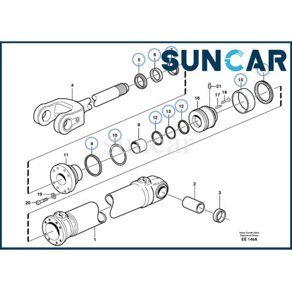 11707024 Lifting Cylinder Sealing Kit SUNCARVO.L.VO L120D Hydraulic Cylinder Seal Repair Kit Heavy Model Use
