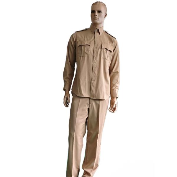 Military Dress Simple And Elegant Classic Khaki Officer'S Dress Uniform Set Wool Polyester Blend Shirt And Pants Ceremonial Uniform