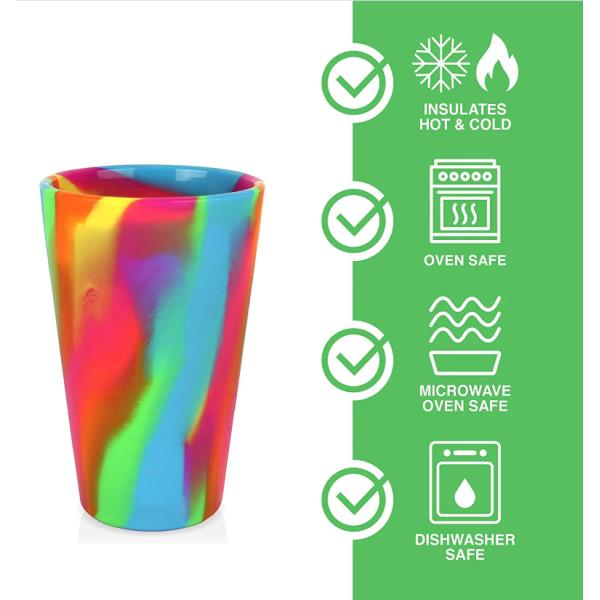 480ml 16 OZ BPA Free Silicone Durable Pint Beer Drinking Cup Ideal for Promotion Gift
