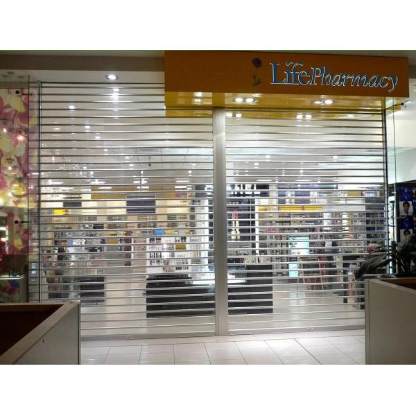 Vision Clear Store Front Steel Roller Shutter Door Crystal Polycarbonate 380V Commercial