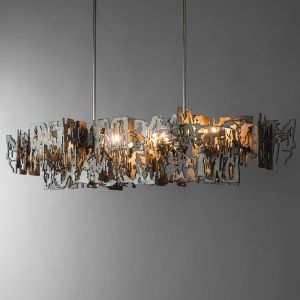 Modern Designer metal fragment Art Chandelier Rectangle Kitchen Island Hanging