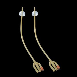 Yellow Drainage 3 Port Latex Foley Catheter Tube Disposable