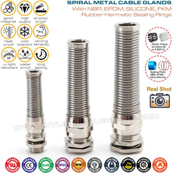 Buy Brass Copper IP68 Cable Glands Metric M12-M30 (Spiral Type) with Anti-twist Protection at wholesale prices