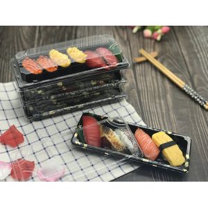 Transparent Lid Plastic Sushi Tray Food Grade Disposable