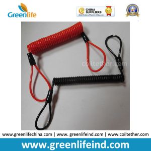 Red/Black Custom Size Plastic PU Covered Wire Core Anti-theft Warning Coiled