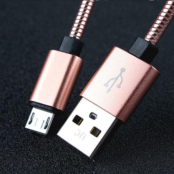 Spring stainless steel metal braided usb data charging cable for iphone for HUAWEI samsung android High speed