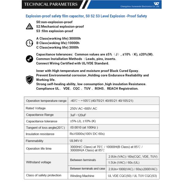 CBB60 450V 12UF AC Motor Run Capacitor Film Capacitor Air Conditioner RoHS