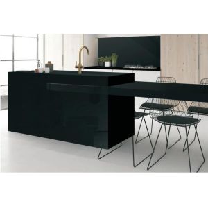 Pure Black Sintered Stone Slab 1600x3200mm Rough Matte Acid Resistant