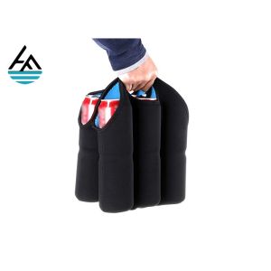 Black Neoprene Wine Tote Bag / Bottle Cooler Bag Carrier 2 Bottle And 3 Bottle