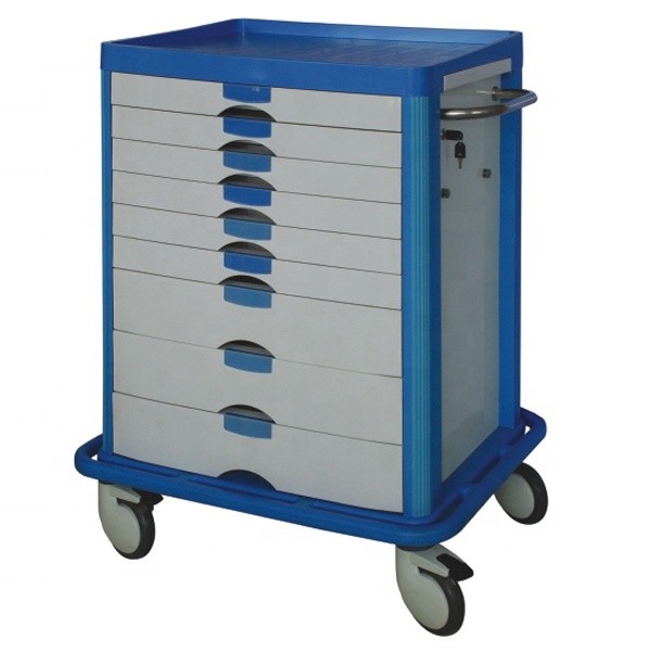 CE / ISO Medical Trolley Cart , Equipment Function Hospital Crash Cart