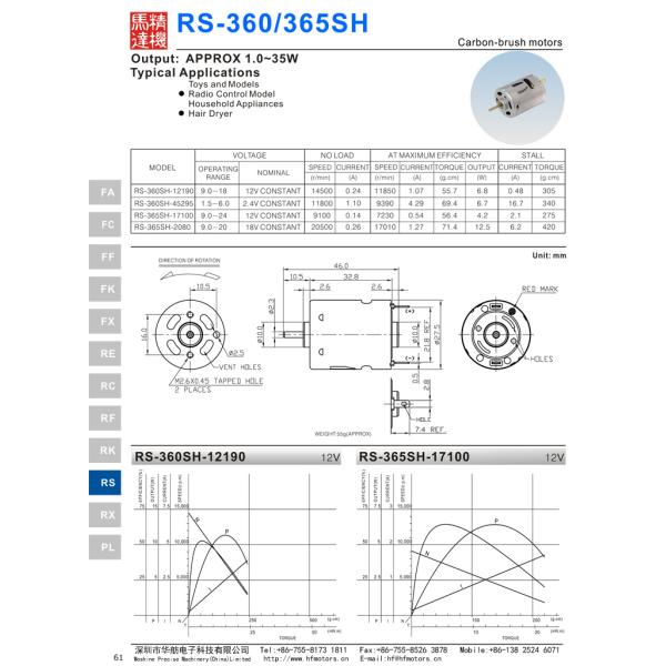 Household Round Carbon Permanent Magnet Brushed DC Motor High Performance
