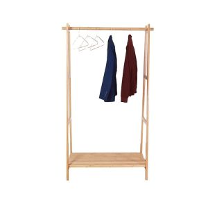 Quality Modern Style Bamboo Standing Clothes Hanging Rack With Shoe Rack Shelves for Standing Type for sale
