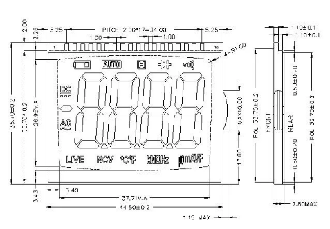 12 O'Clock Full View Customized LCD Screen Negative VA LCD Display
