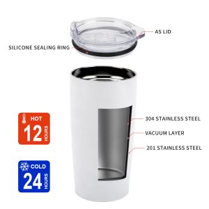20 oz Travel Double Wall Insulated Matte Coffee Tumbler Cups With Straw